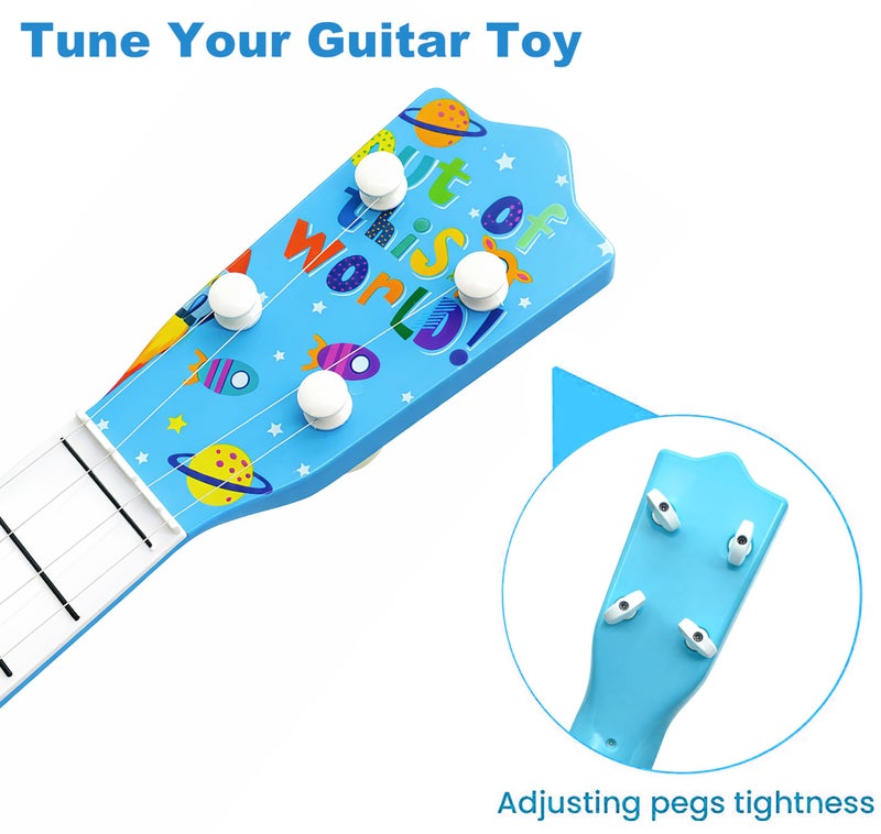VGRASSP 22 Inch 4 String Kids Guitar Toy - Colorful Cartoon Design Musical Instrument Toy, Educational Ukulele Style Playset Gift for Boys and Girls - Color and Design As Per Stock - Image 3