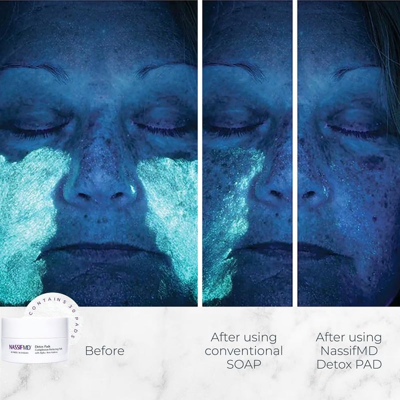 NassifMD Exfoliating Detox Pads | Surgeon-Created AHA/BHA Facial Pads for Deep Cleansing, Smoother Texture & Glowing Skin | Reduces Pores, Firms, Brightens - Image 2
