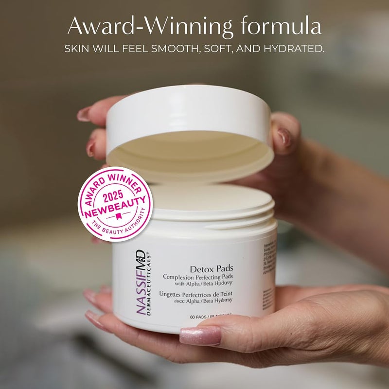 NassifMD Exfoliating Detox Pads | Surgeon-Created AHA/BHA Facial Pads for Deep Cleansing, Smoother Texture & Glowing Skin | Reduces Pores, Firms, Brightens - Image 4