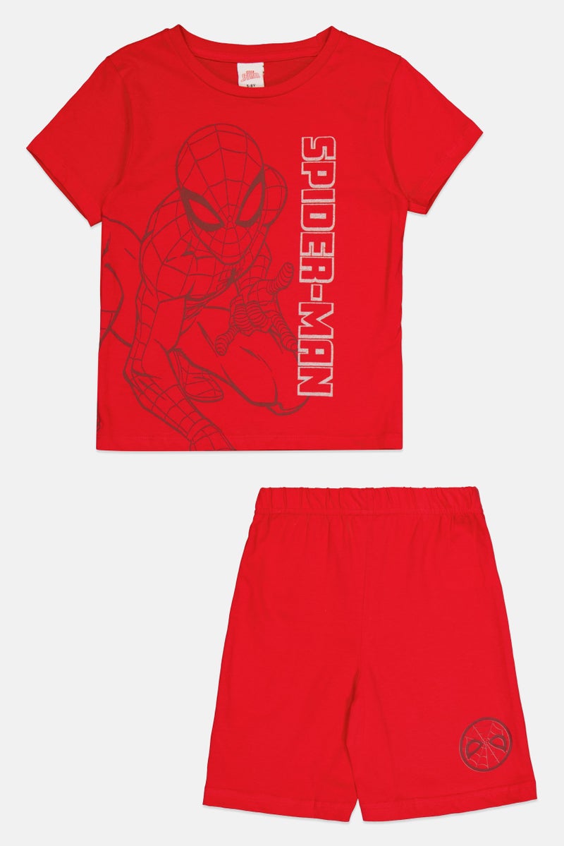MARVEL Kids Boy Short Sleeve Graphic T Shirt And Shorts Set, Red - Image 2
