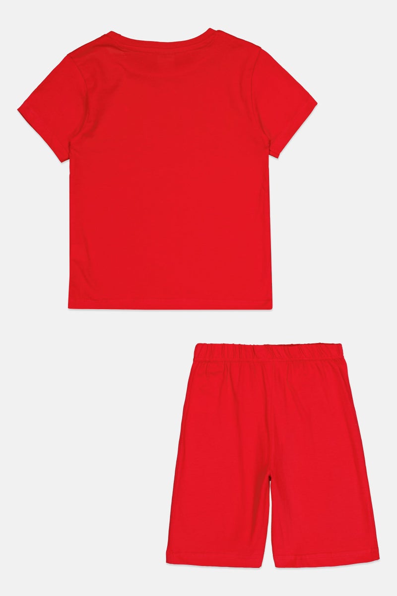 MARVEL Kids Boy Short Sleeve Graphic T Shirt And Shorts Set, Red - Image 3
