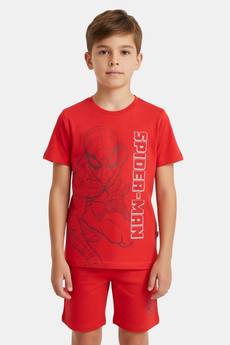 MARVEL Kids Boy Short Sleeve Graphic T Shirt And Shorts Set, Red - Image 1