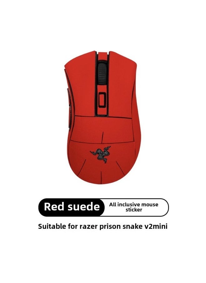 Generic - Suitable For Razer Purgatory Viper Viper V2mini Mouse Sticker Anti-slip Sticker Printed Sticker V2mini Sweat Absorbing Palm Sticker-Color: A Red Suede Mouse Sticker - Image 1