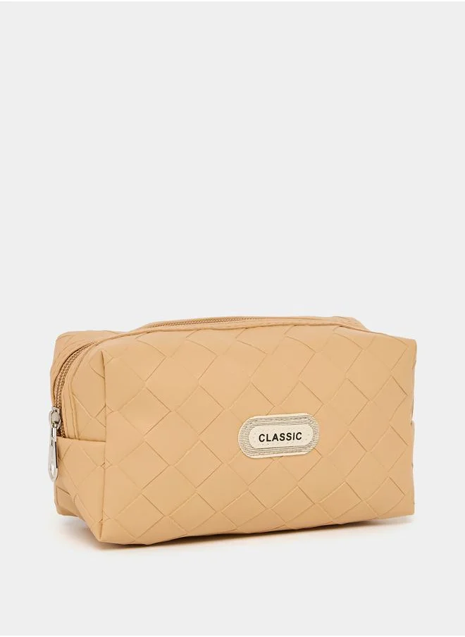 Styli Textured Wash Bag with Zip Closure