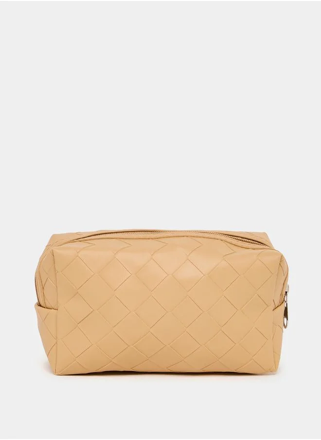 Styli Textured Wash Bag with Zip Closure