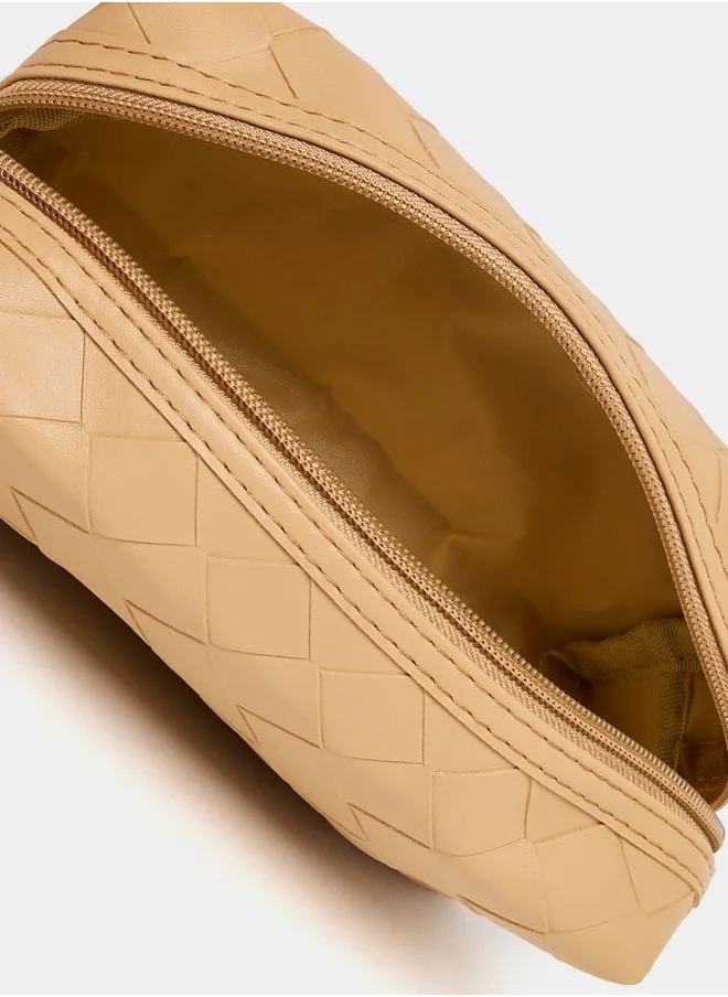 Styli Textured Wash Bag with Zip Closure