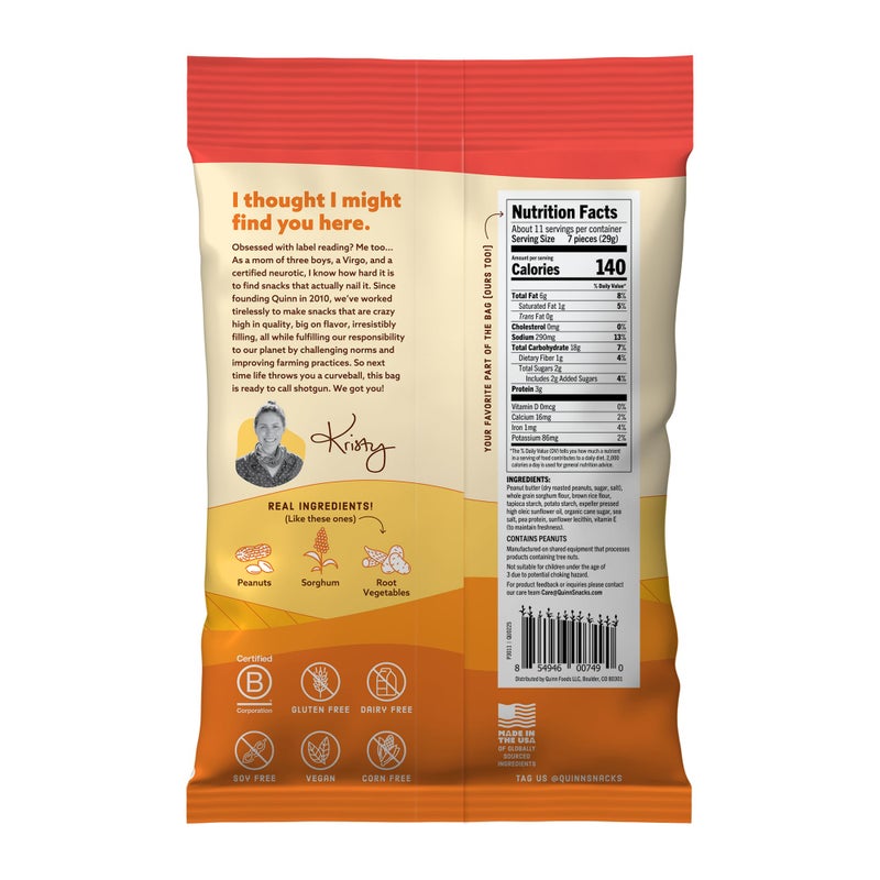 Quinn Creamy Peanut Butter Filled Pretzel Nuggets - Made with Real Ingredients, Whole Grain Sorghum, Sea Salt, Vegan, Gluten Free, Dairy Free, Non-GMO - 11 Oz (Pack of 4) - Image 4