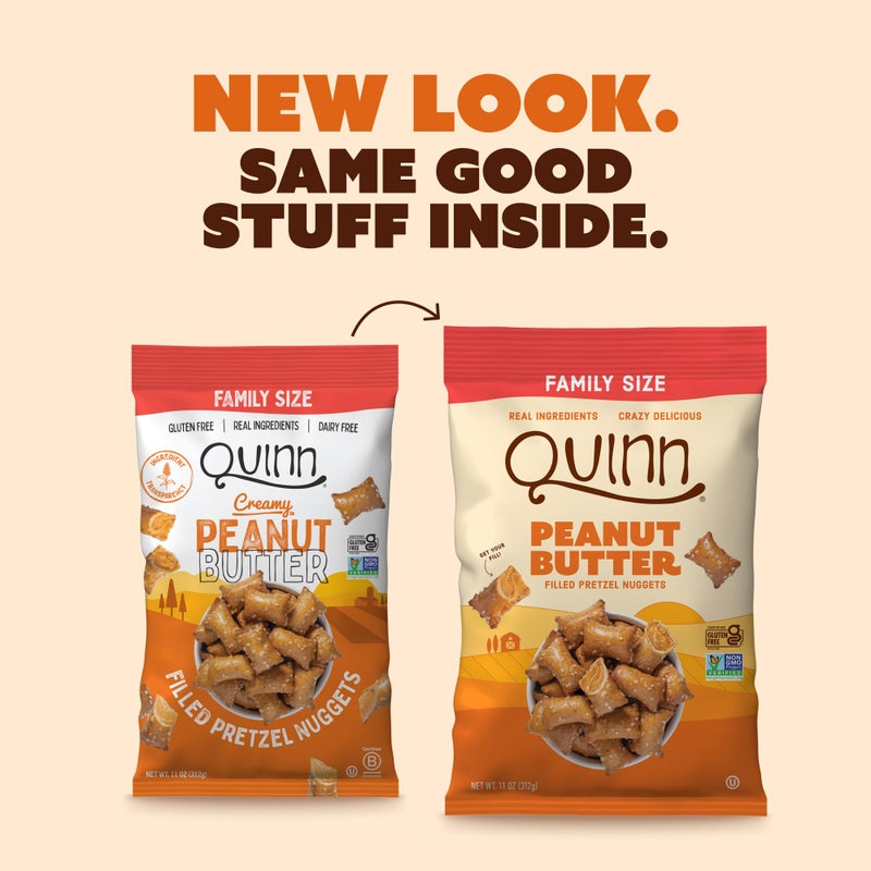 Quinn Creamy Peanut Butter Filled Pretzel Nuggets - Made with Real Ingredients, Whole Grain Sorghum, Sea Salt, Vegan, Gluten Free, Dairy Free, Non-GMO - 11 Oz (Pack of 4) - Image 2