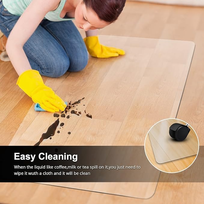 Kuyal Office Chair Mat for Hardwood Floor, 51'' x63'' Rectangle Transparent Desk Thick Durable Chair Mat for Rolling Chairs, Easy Glide, Floor-Protector - Image 4