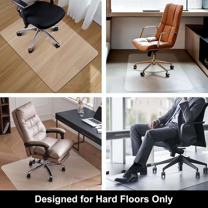 Kuyal Office Chair Mat for Hardwood Floor, 51'' x63'' Rectangle Transparent Desk Thick Durable Chair Mat for Rolling Chairs, Easy Glide, Floor-Protector - Image 2