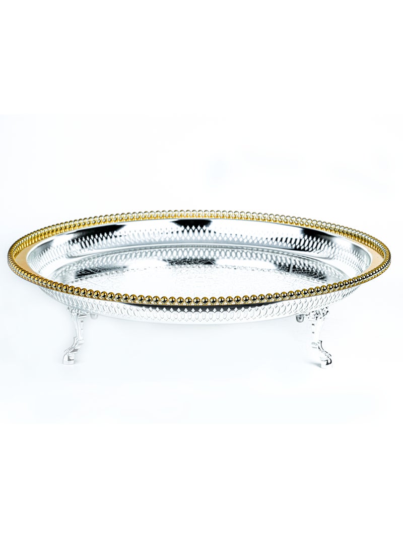 ZOLTEN SILVERPLATED LARGE SIZE ROUND TRAY GOLD/SILVER COLOUR 45 CM - Image 1