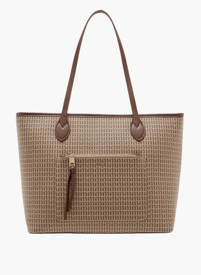 MISSY Women's Monogram Print Tote Bag with Double Handles and Zip Closure