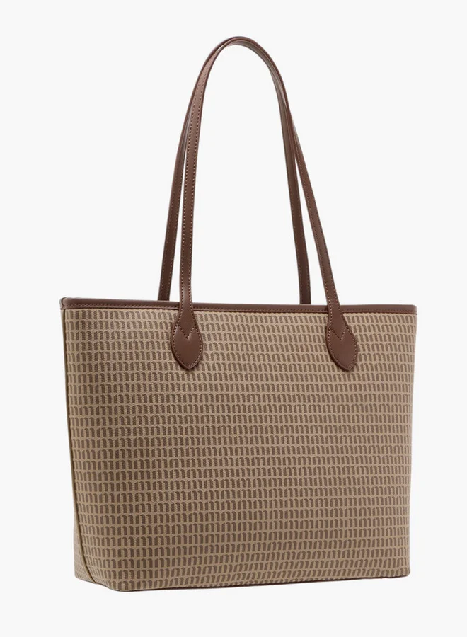 MISSY Women's Monogram Print Tote Bag with Double Handles and Zip Closure