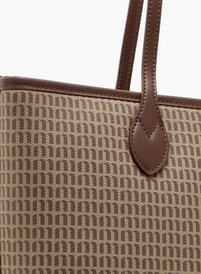 MISSY Women's Monogram Print Tote Bag with Double Handles and Zip Closure