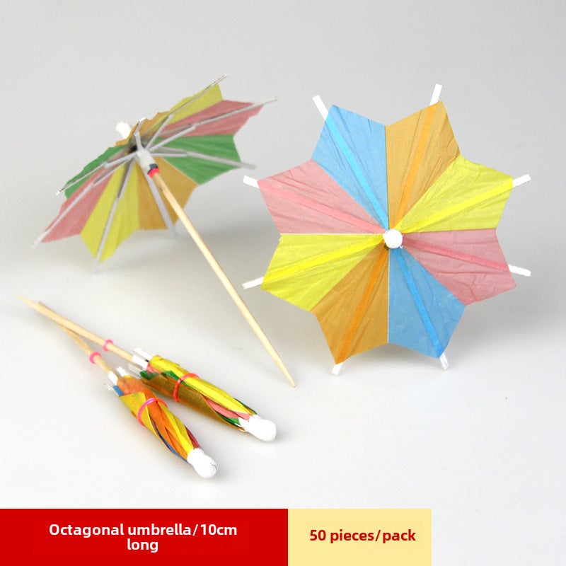 Fruit Cocktail Umbrella Picks Decoration Octagonal umbrella 