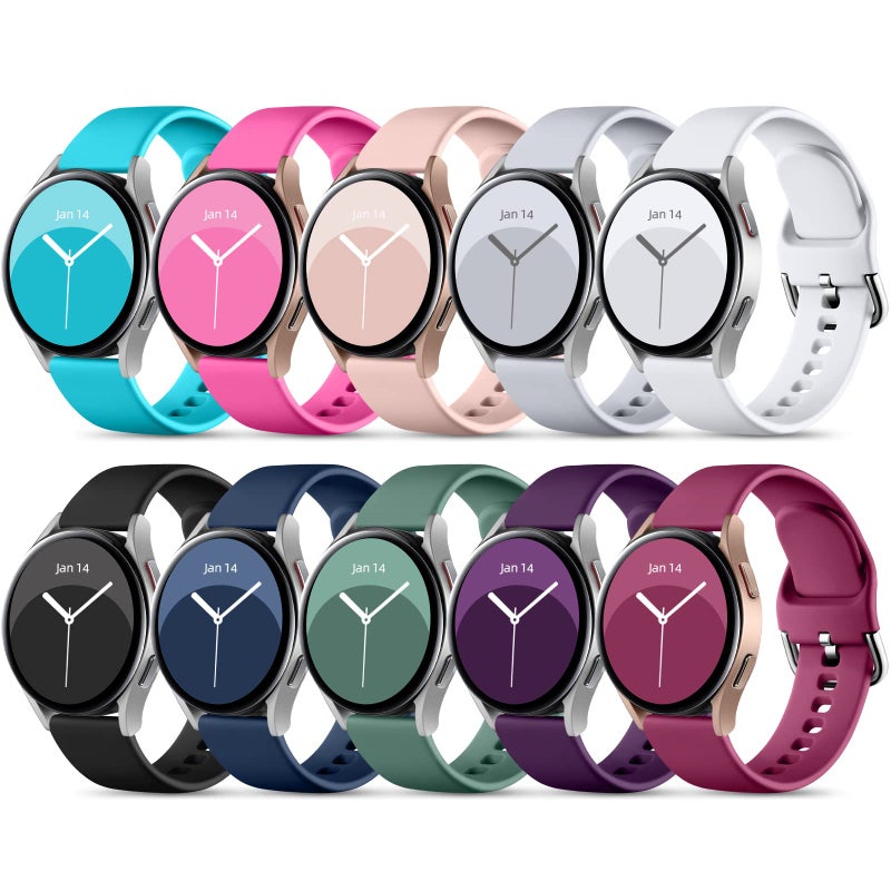 DaQin 10 Pack Bands Compatible with Samsung Galaxy Watch 7/6/5/4 40mm 44mm/Watch 6 Classic 43mm 47mm/Watch 5 Pro 45mm/Watch 4 Classic/Active 2 Band, 20mm Soft Silicone Sport Strap Wristbands Women Men - Image 1