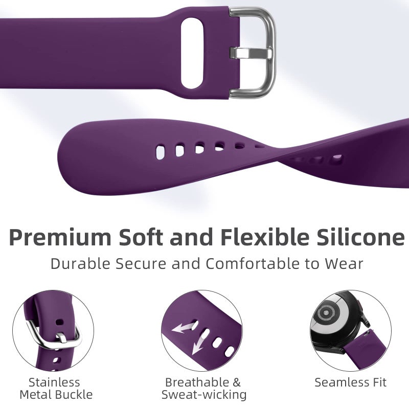 DaQin 10 Pack Bands Compatible with Samsung Galaxy Watch 7/6/5/4 40mm 44mm/Watch 6 Classic 43mm 47mm/Watch 5 Pro 45mm/Watch 4 Classic/Active 2 Band, 20mm Soft Silicone Sport Strap Wristbands Women Men - Image 2