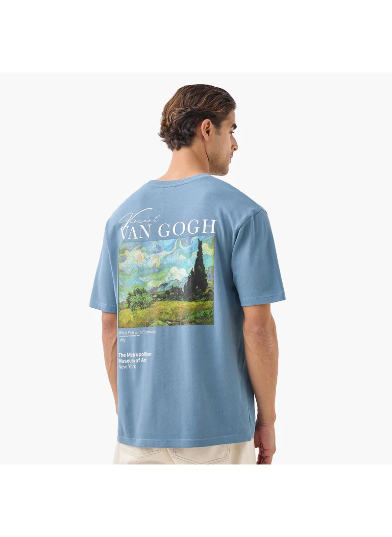 SP Characters Van Gogh Print T-shirt with Crew Neck and Short Sleeves