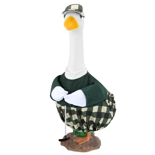 Arrowbash Golfer Goose Outfit Teeing Off Porch Yard Golfer Costume Clothes Fit for 23" Goose with Golf Clubs and Pins for Lawn Decor Outdoor Garden Patio Statue Art - Image 1