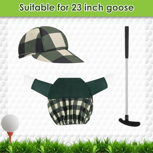 Arrowbash Golfer Goose Outfit Teeing Off Porch Yard Golfer Costume Clothes Fit for 23" Goose with Golf Clubs and Pins for Lawn Decor Outdoor Garden Patio Statue Art - Image 2