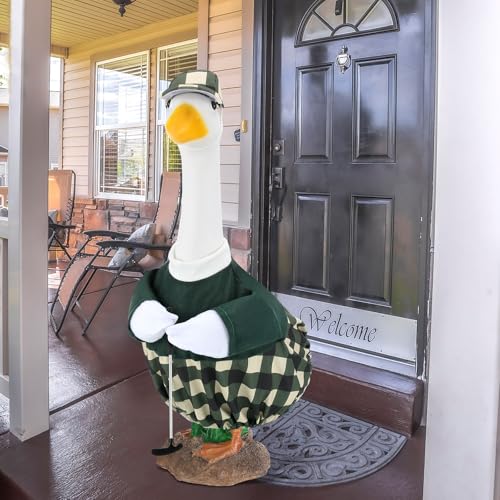 Arrowbash Golfer Goose Outfit Teeing Off Porch Yard Golfer Costume Clothes Fit for 23" Goose with Golf Clubs and Pins for Lawn Decor Outdoor Garden Patio Statue Art - Image 4