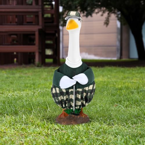 Arrowbash Golfer Goose Outfit Teeing Off Porch Yard Golfer Costume Clothes Fit for 23" Goose with Golf Clubs and Pins for Lawn Decor Outdoor Garden Patio Statue Art - Image 3