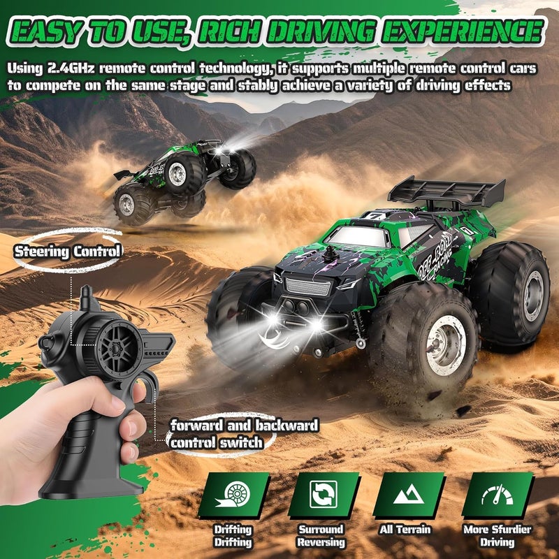 OMIRE Remote Control Car, All-Terrain Remote Control Truck for Boys 8-12,Strong Motors,Headlight,Vehicle lights,20KM/H,2.4GHZ All Terrain Off-Road Monster Truck RC Truck Toys for Beginner Boys Kids 6+ - Image 3