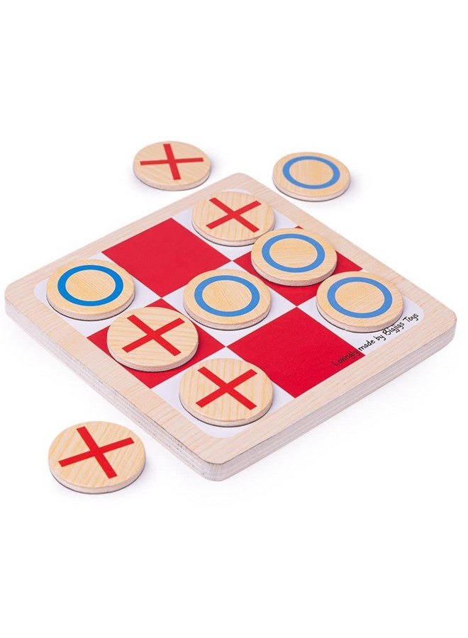 Bigjigs Toys, Wooden Noughts and Crosses Game, Tic Tac Toe, Board Travel Games, Pocket Money Toys - Image 1