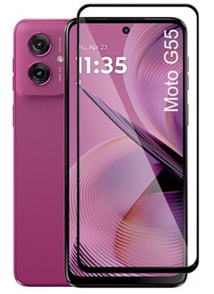 For Motorola Moto G55- Tempered Glass Screen Protector - Delicate Touch , Higher Transparency , Easy to Install ,Anti-scratch and Bubble-free Screen Protector - Black