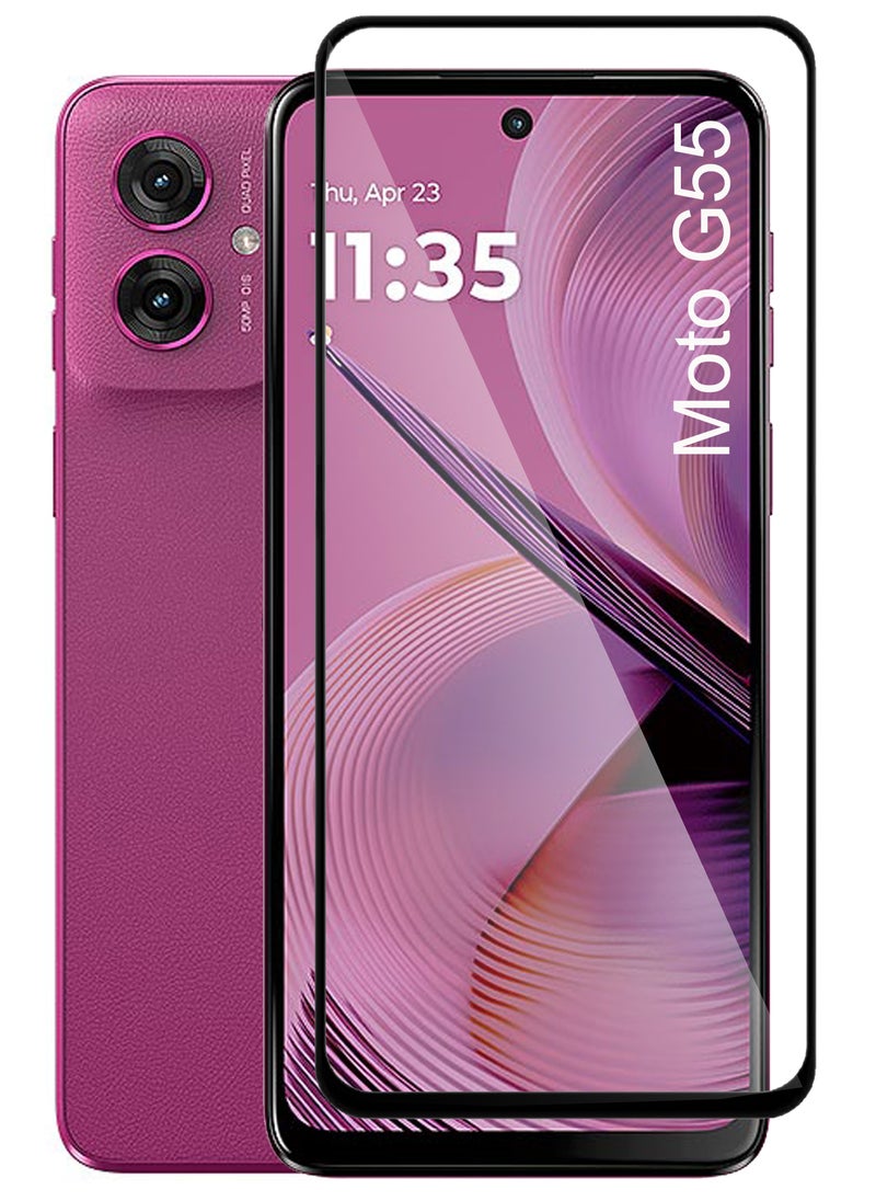 Generic - For Motorola Moto G55- Tempered Glass Screen Protector - Delicate Touch , Higher Transparency , Easy to Install ,Anti-scratch and Bubble-free Screen Protector - Black - Image 1