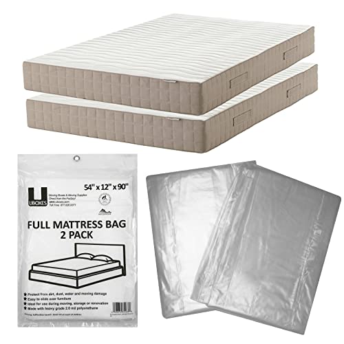 Uboxes Full Mattress Bag 54"x12"x90", Clear, 2 pack - Image 2