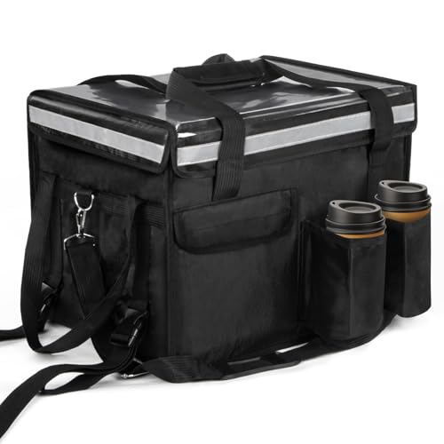 TooCust Insulated Bags for Food Delivery with Cup Holder 173 x 135 x 125 Support Frame Hard Bottom Plate Waterproof Commercial Insulated Food Delivery Bag Drink Carriers for Doordash wDivider - Image 1