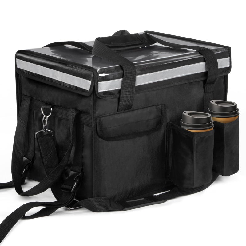 TooCust Insulated Bags for Food Delivery with Cup Holder 173 x 135 x 125 Support Frame Hard Bottom Plate Waterproof Commercial Insulated Food Delivery Bag Drink Carriers for Doordash wDivider - Image 2