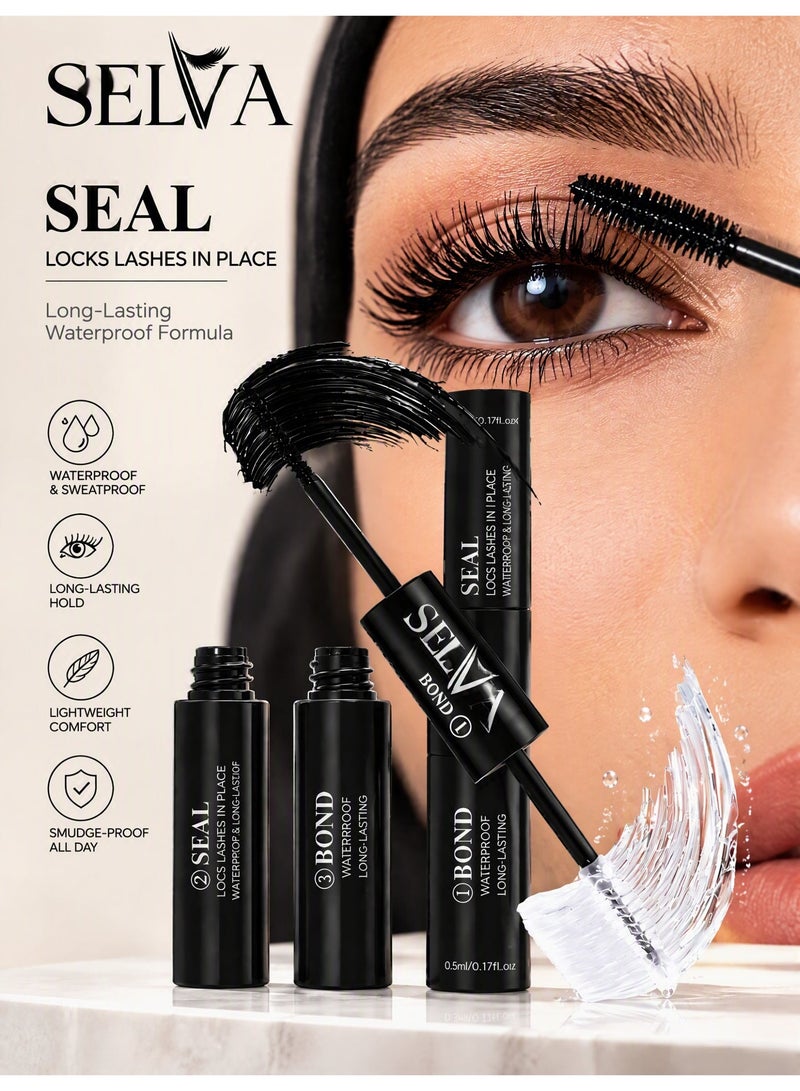 SELVA BEAUTY Lash Bond and Seal Cluster Lash Glue False Lash Adhesive Upgraded 2 in 1 DIY Eyelash Extension Adhesive Glue Super Strong Hold 72 Hours Waterproof Cluster Eyelash Glue - Image 1