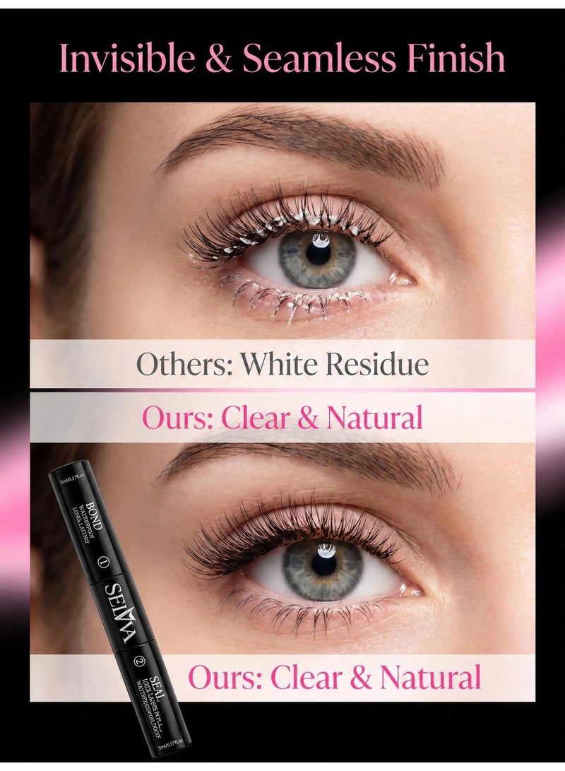 SELVA BEAUTY Lash Bond and Seal Cluster Lash Glue False Lash Adhesive Upgraded 2 in 1 DIY Eyelash Extension Adhesive Glue Super Strong Hold 72 Hours Waterproof Cluster Eyelash Glue - Image 2