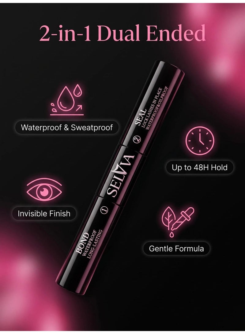 SELVA BEAUTY Lash Bond and Seal Cluster Lash Glue False Lash Adhesive Upgraded 2 in 1 DIY Eyelash Extension Adhesive Glue Super Strong Hold 72 Hours Waterproof Cluster Eyelash Glue - Image 4