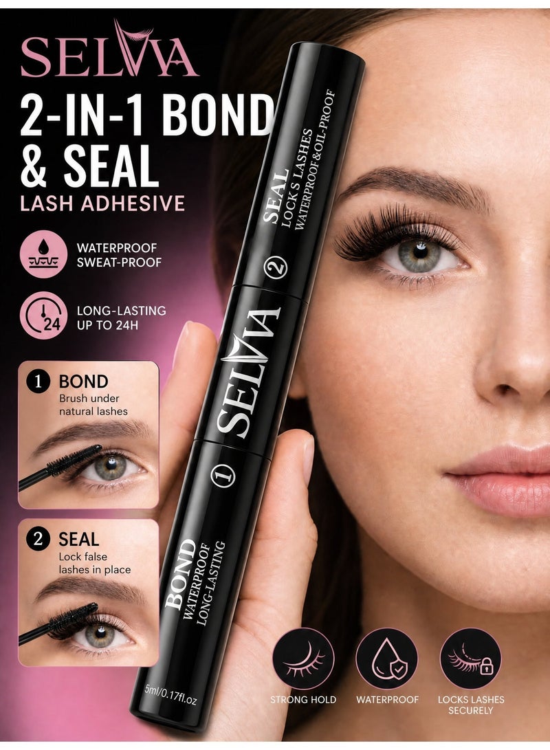 SELVA BEAUTY Lash Bond and Seal Cluster Lash Glue False Lash Adhesive Upgraded 2 in 1 DIY Eyelash Extension Adhesive Glue Super Strong Hold 72 Hours Waterproof Cluster Eyelash Glue - Image 3