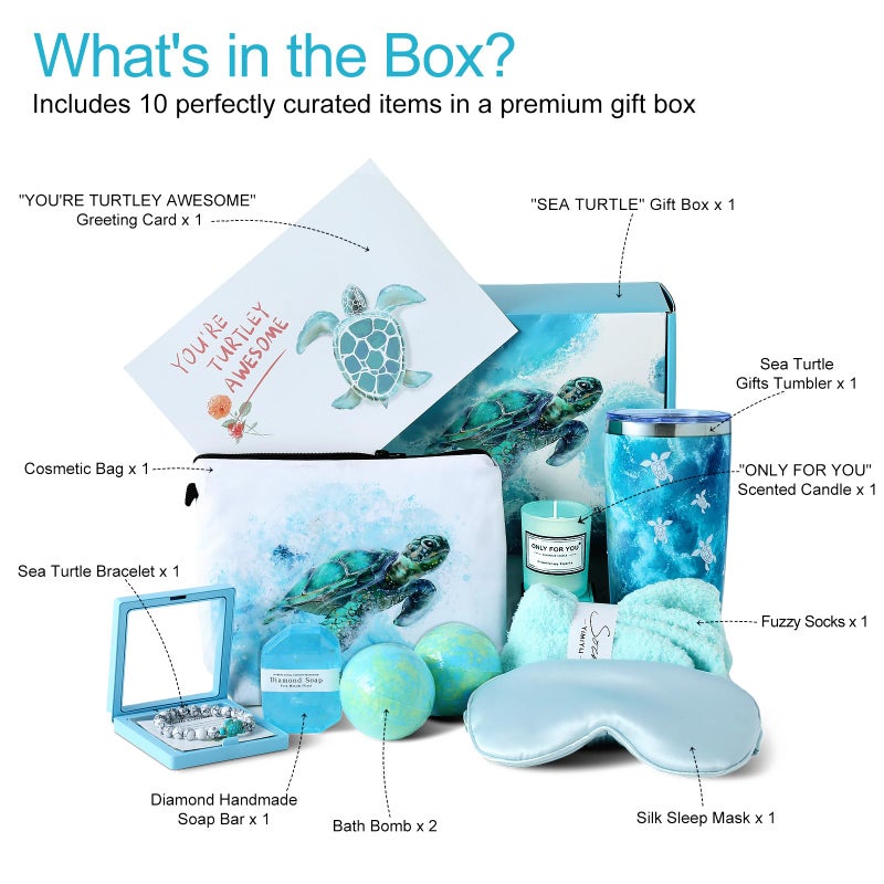 ELSEULAR Sea Turtle Gifts for Women Gift Baskets Birthday Gifts Womens Gift Set Relaxing Spa Gift Luxury Valentines Day Christmas Gift for Women Mom Her Friend Grandma Adults - Image 2