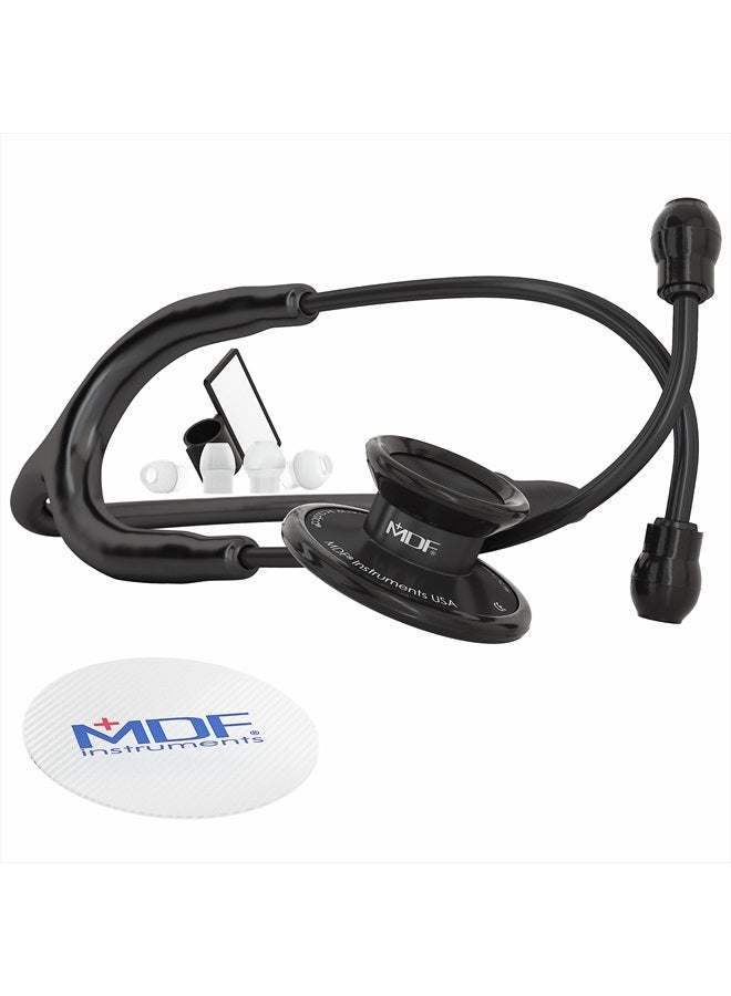 MDF Instruments Acoustica Lightweight Stethoscope for Doctors, Nurses, Students, Home Health Use, Adult, Dual Head, Black Tube - MDF747XPBO - Image 1