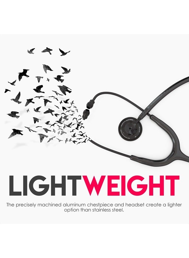 MDF Instruments Acoustica Lightweight Stethoscope for Doctors, Nurses, Students, Home Health Use, Adult, Dual Head, Black Tube - MDF747XPBO - Image 3