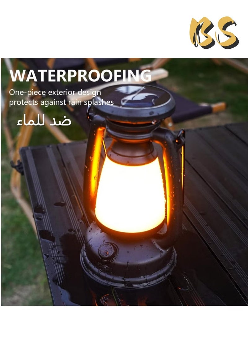 بي إس فانوس تخييم يعمل بالطاقة الشمسية بتصميم كلاسيكي | فانوس شمسي مزدوج قابل لإعادة الشحن عبر منفذ USB | مصباح خارجي محمول بسعة 4000 مللي أمبير | فانوس LED بثلاثة ألوان قابلة للتعتيم | مصباح طوارئ مقاوم للماء بمعيار IPX4 للصيد والحدائق - Image 5