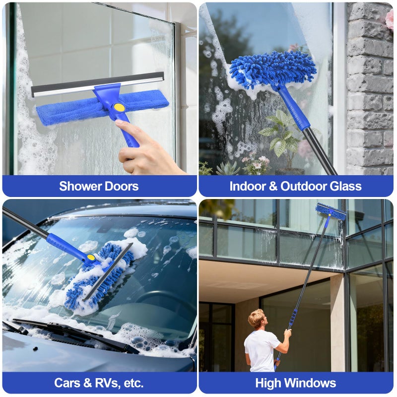 Wontolf 79'' Window Squeegee Cleaner Tool with Extension Pole, 4-in-1 Squeegee for Window Cleaning Kit with Storage Bag, Rotatable Window Washing Equipment for Home, Outdoor Windows, Glass, Shower - Image 5