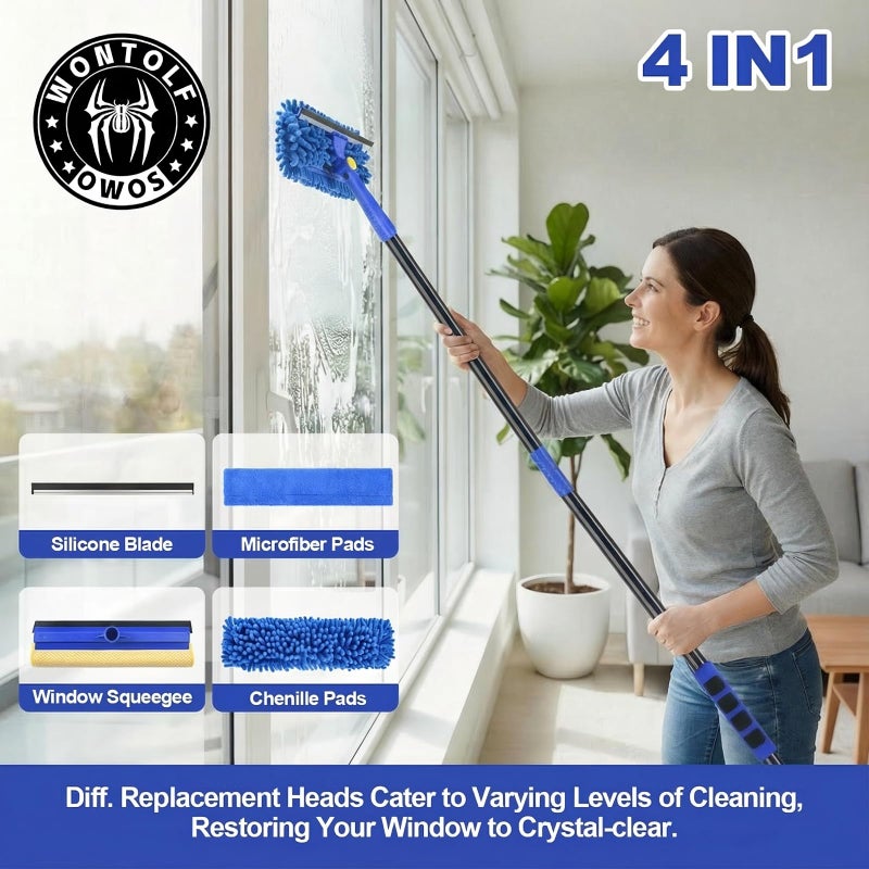 Wontolf 79'' Window Squeegee Cleaner Tool with Extension Pole, 4-in-1 Squeegee for Window Cleaning Kit with Storage Bag, Rotatable Window Washing Equipment for Home, Outdoor Windows, Glass, Shower - Image 3