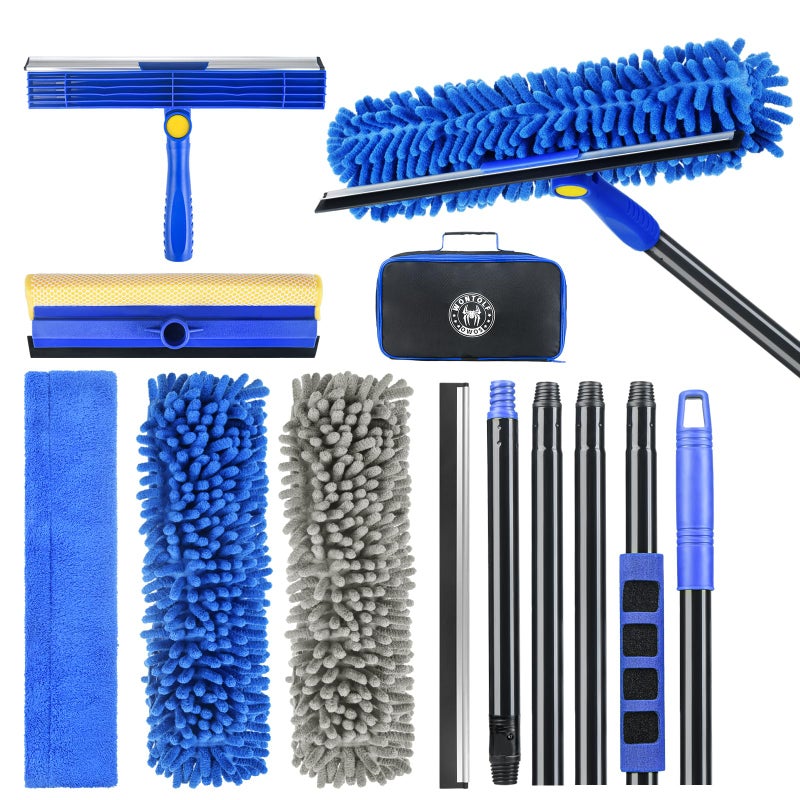 Wontolf 79'' Window Squeegee Cleaner Tool with Extension Pole, 4-in-1 Squeegee for Window Cleaning Kit with Storage Bag, Rotatable Window Washing Equipment for Home, Outdoor Windows, Glass, Shower - Image 1