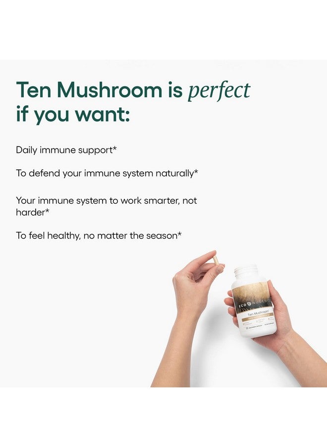 EcoNugenics Ten Mushroom Supplement: Daily Immune Support, 120 Capsules - Lion’s Mane, Reishi, Cordyceps, Turkey Tail, Maitake, Shiitake - Energy, Gut Health, Liver, Kidney & Nootropic Brain Support - Image 4