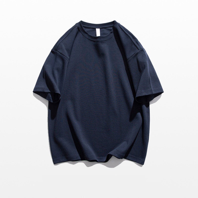 150 kg plus size men's loose cotton short-sleeved summer round neck casual half-sleeved solid color T-shirt heavyweight top - Image 3