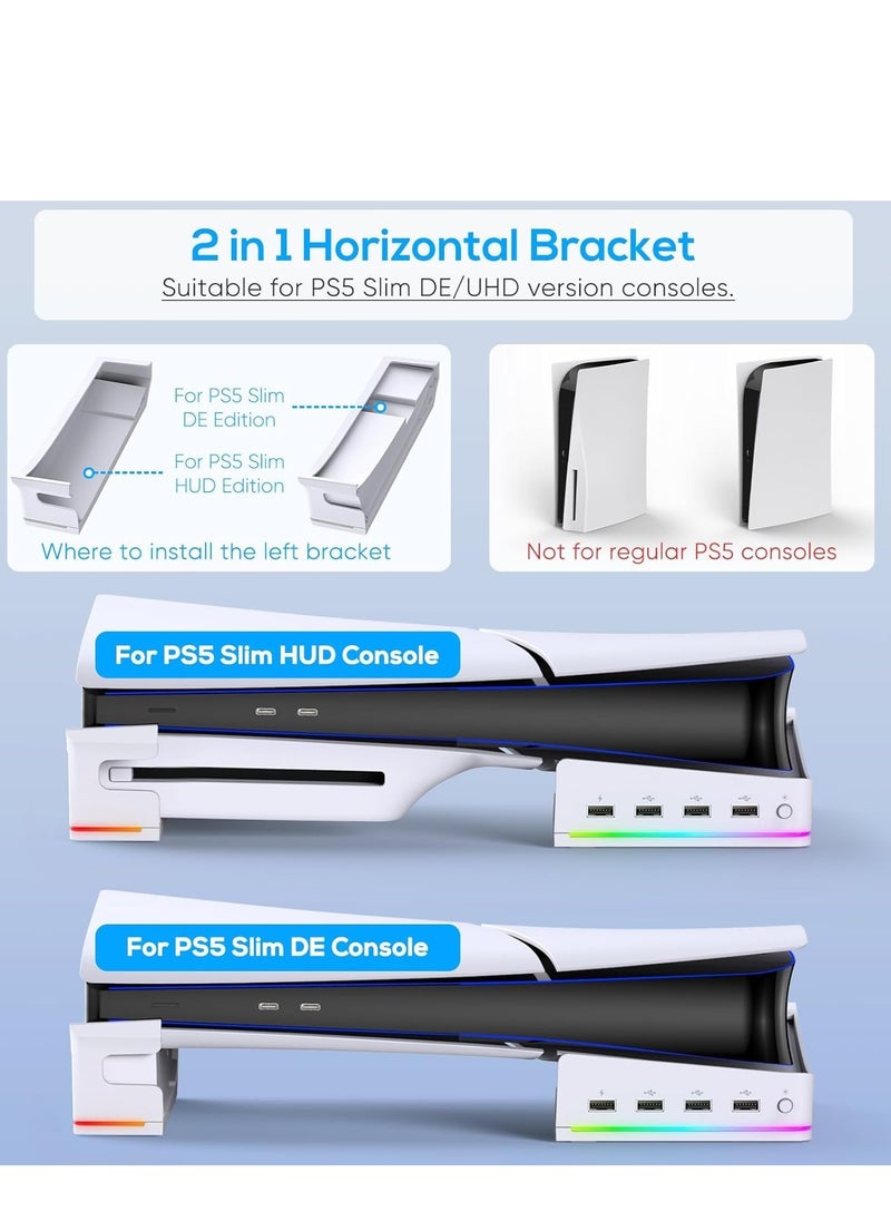 Ipega Horizontal Stand Base for PS5 Slim Console, Non-Slip Base with 14 RGB Light Modes and 4 USB Ports for PlayStation 5 Slim Disc & Digital Edition  - Image 2