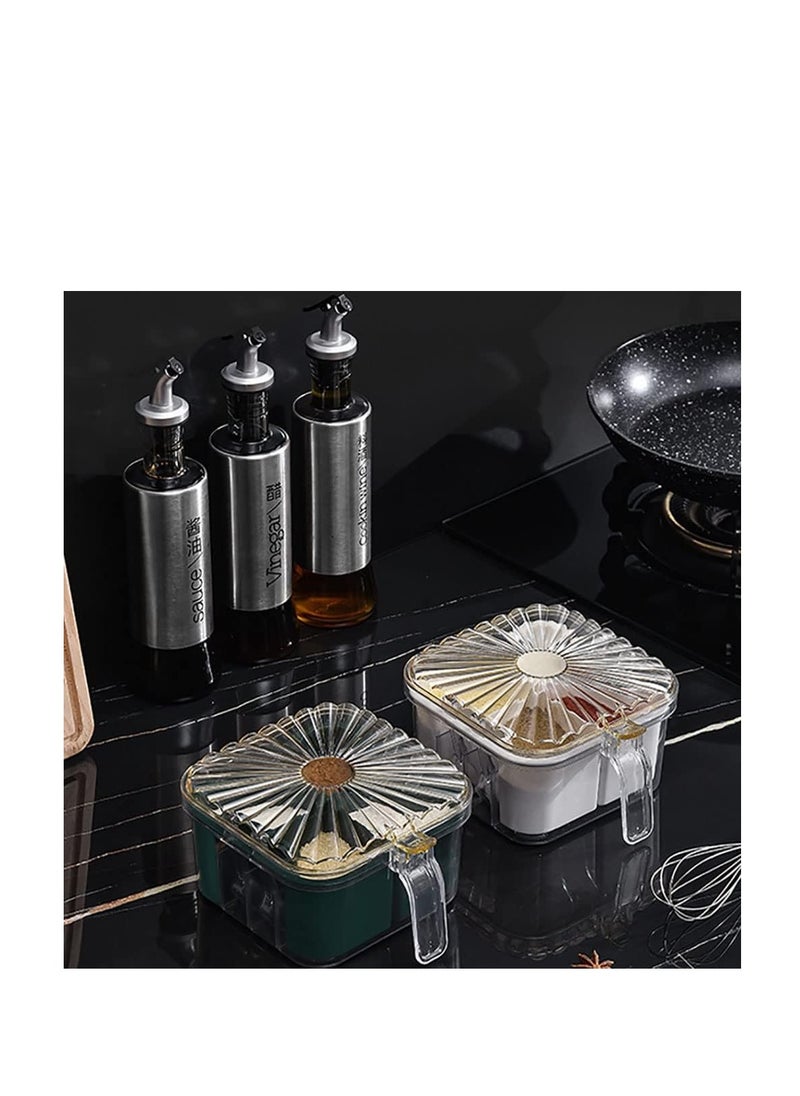 Generic - Seasoning Box, 4 Compartments Seasoning Jar Set, Spice Pots, Condiment Jars, Kitchen Seasoning Storage Container for Spice Salt Sugar Cruet with Cover and Spoons - Image 1