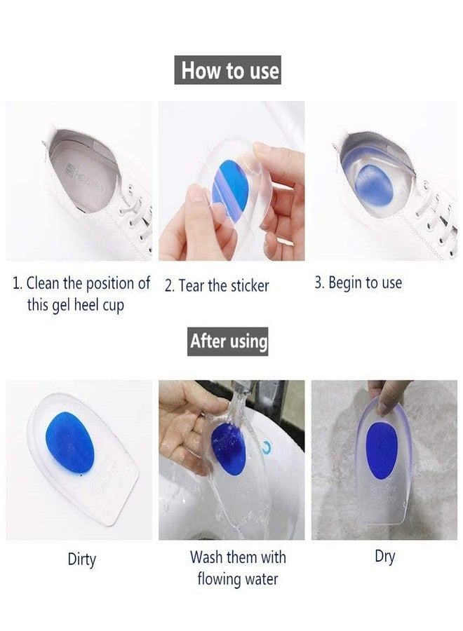 BKQPTL 1 pair Silicone Gel Heel Protector Insole Cups for Swelling, Pain Relief, Foot Care Support,Heel Ankle Pain, Heel Spur Shoe Support Pad Cushion cups for Men and Women Shock Cushion Pad for Heels - Image 3