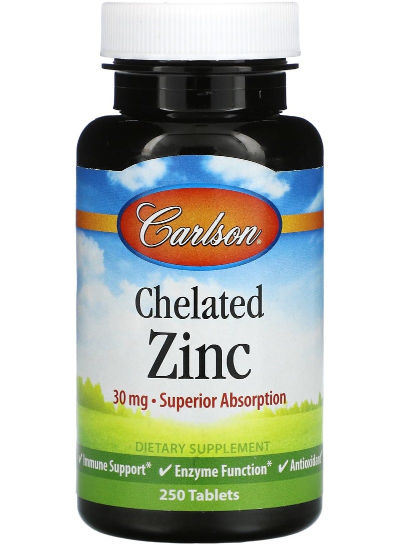 Chelated Zinc, 30 mg, 250 Tablets